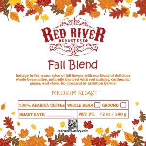 a label of a fall blend coffee